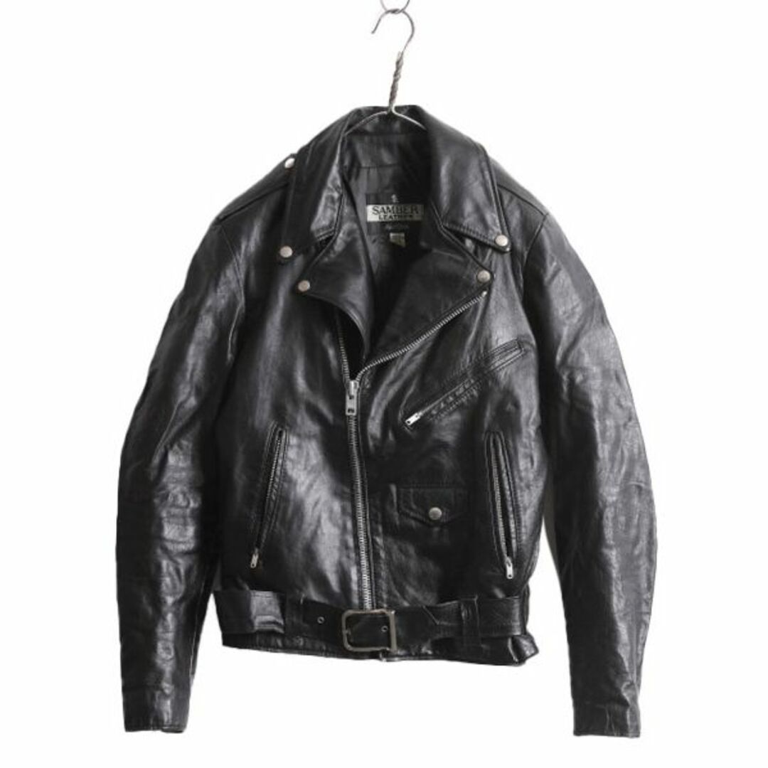 80s SAMBER LEATHER 本革 レザー ダブル ライダース ジャケット 36 80s SAMBER LEATHER 本革 レザー ダブル ライダース ジャケット 36