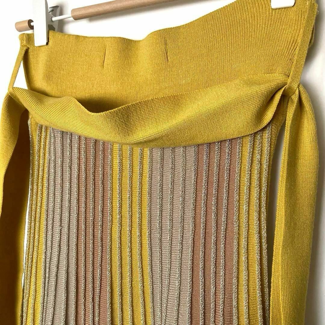 LagunaMoon(ラグナムーン)のLAGUNAMOON ラグナムーン  リボン付き　ニット　プリーツ　スカート レディースのスカート(ロングスカート)の商品写真