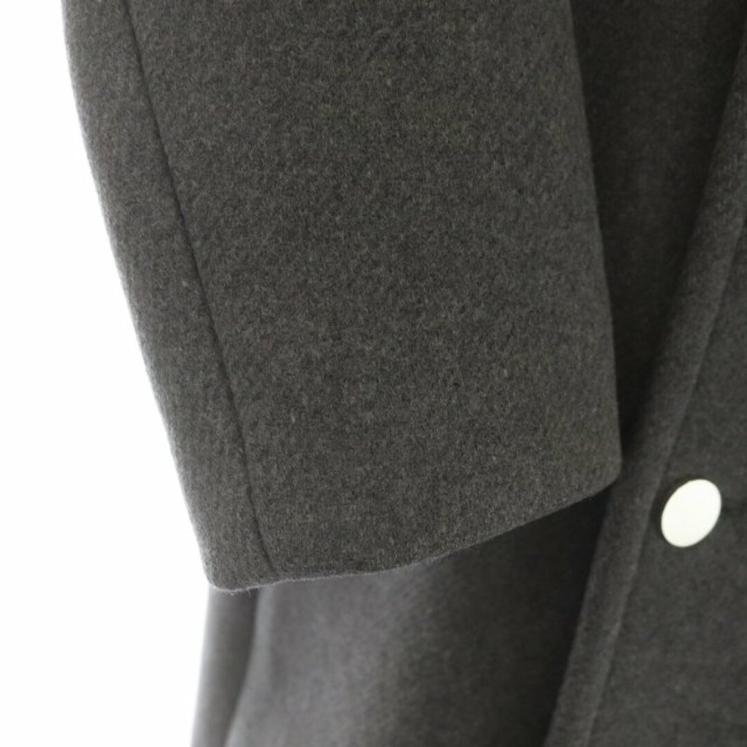 Drawer(ドゥロワー)のドゥロワー ウールメルトンピーコート ダブル ロング 銀ボタン 36 S グレー レディースのジャケット/アウター(ピーコート)の商品写真