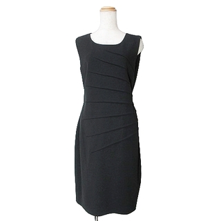 カルバンクライン(Calvin Klein)のカルバンクライン ドレス ワンピース ひざ丈 ノースリーブ 6 黒 IBO45(ひざ丈ワンピース)
