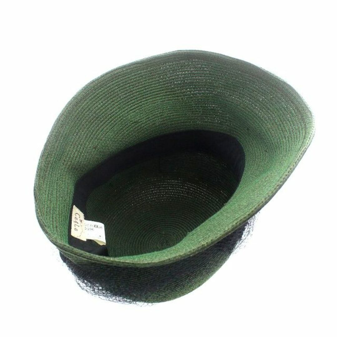 CA4LA(カシラ)のカシラ CA4LA ハット 帽子 チュール付き 緑 グリーン 黒 レディースの帽子(麦わら帽子/ストローハット)の商品写真