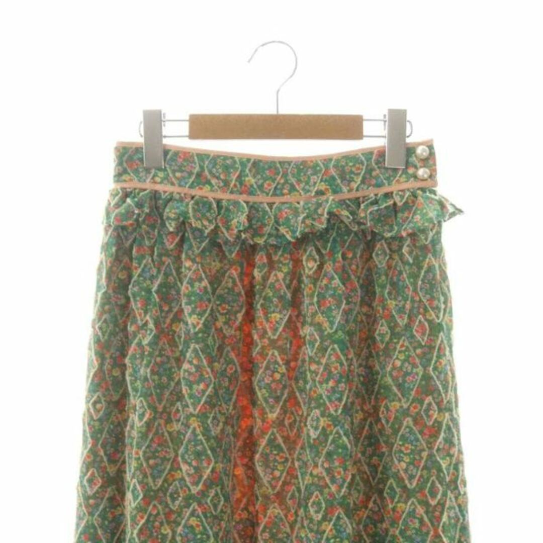 franche lippee(フランシュリッペ)のフランシュリッペ ハニーベアティアードコンビスカート ロング 花柄 M 緑 レディースのスカート(ロングスカート)の商品写真