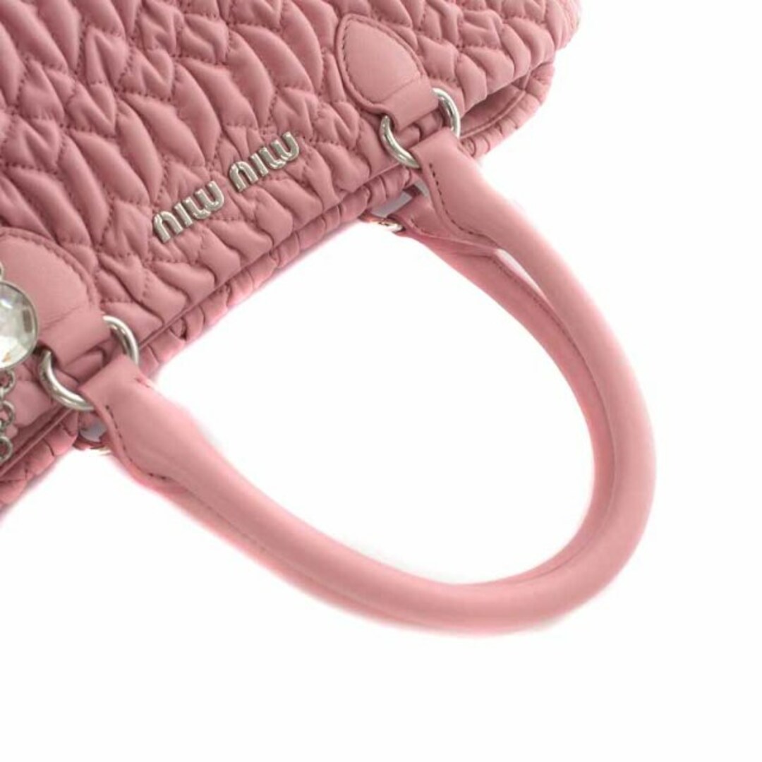 miumiu(ミュウミュウ)のミュウミュウ ナッパ クリスタル ハンドバッグ ショルダーバッグ ピンク レディースのバッグ(ハンドバッグ)の商品写真