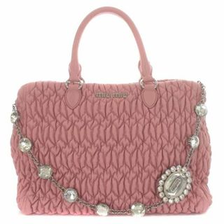 ミュウミュウ(miumiu)のミュウミュウ ナッパ クリスタル ハンドバッグ ショルダーバッグ ピンク(ハンドバッグ)