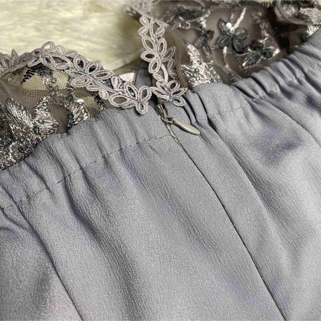 JEWELS(ジュエルズ)の新品未使用 キャバドレス ブルーグレー ミニドレス スパンコール ビジュー S レディースのフォーマル/ドレス(ナイトドレス)の商品写真