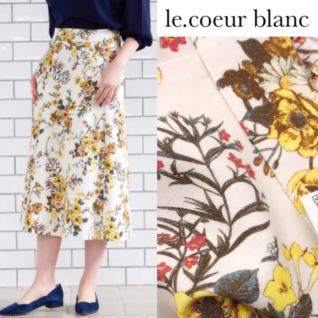 le.coeur blanc(ルクールブラン)のルクールブラン ボタニカル フラワー プリント トラペーズ スカート レディースのスカート(ロングスカート)の商品写真