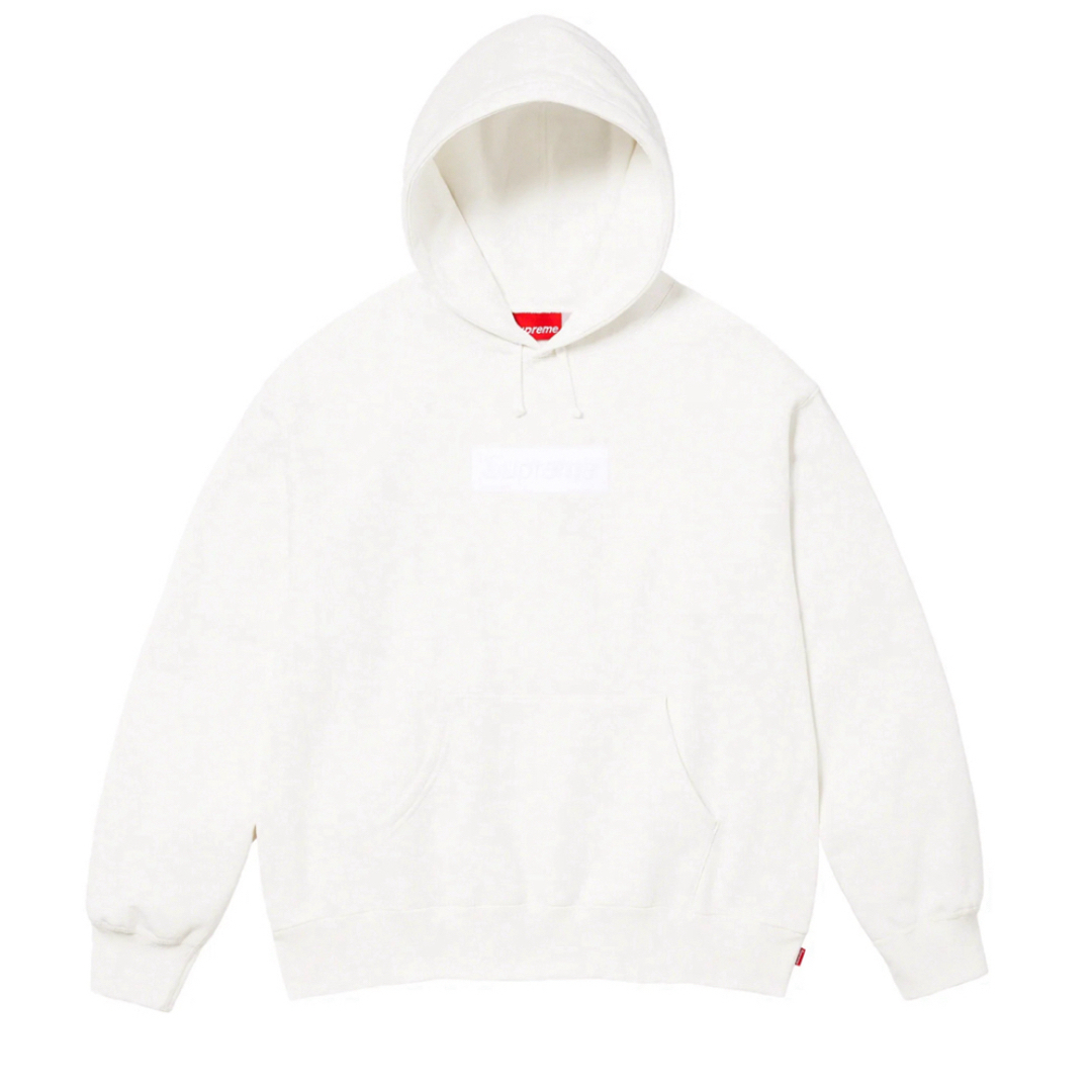 メンズxxl supreme box logo hooded ホワイトパーカー