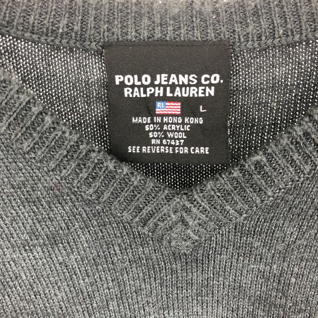 Ralph Lauren(ラルフローレン)の古着 90年代 ラルフローレン Ralph Lauren POLO JEANS COMPANY Vネック ウールニットセーター メンズL ヴィンテージ /eaa405117 メンズのトップス(ニット/セーター)の商品写真