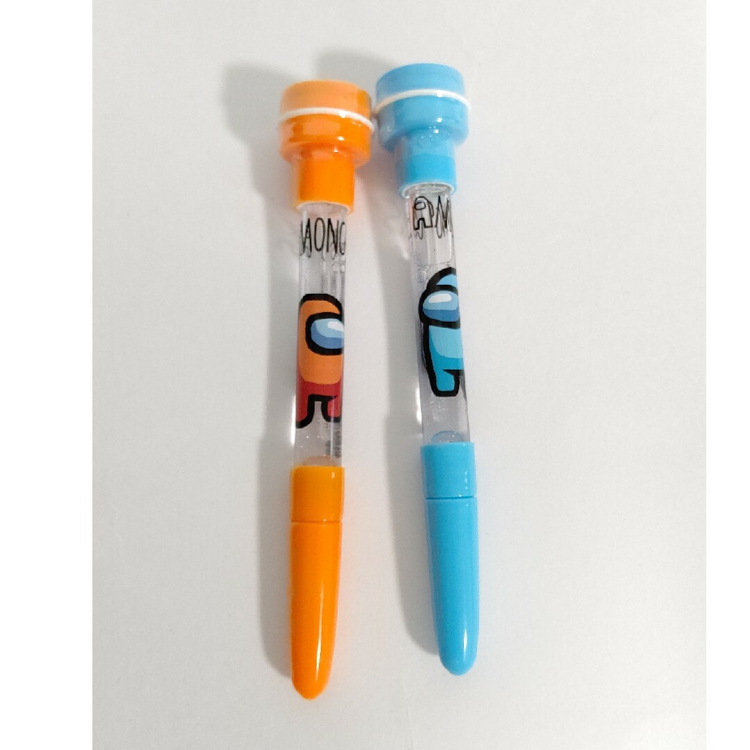アマングアス アモングアス スタンプ付きボールペン  ２点セット 水色 オレンジ エンタメ/ホビーのおもちゃ/ぬいぐるみ(キャラクターグッズ)の商品写真