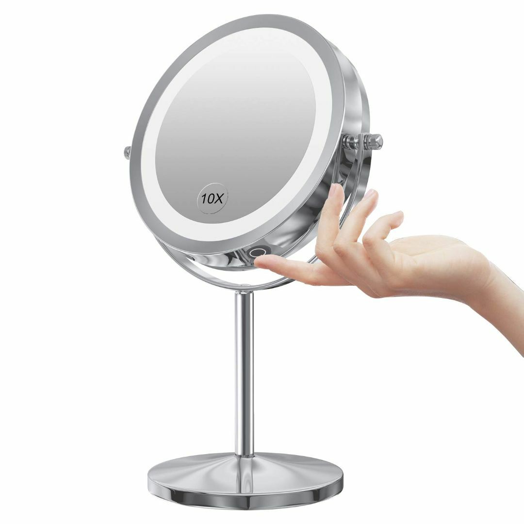 【パターン名:タッチ式】Gospire 拡大鏡 LED拡大鏡 拡大化粧鏡 化粧ミキット/セット