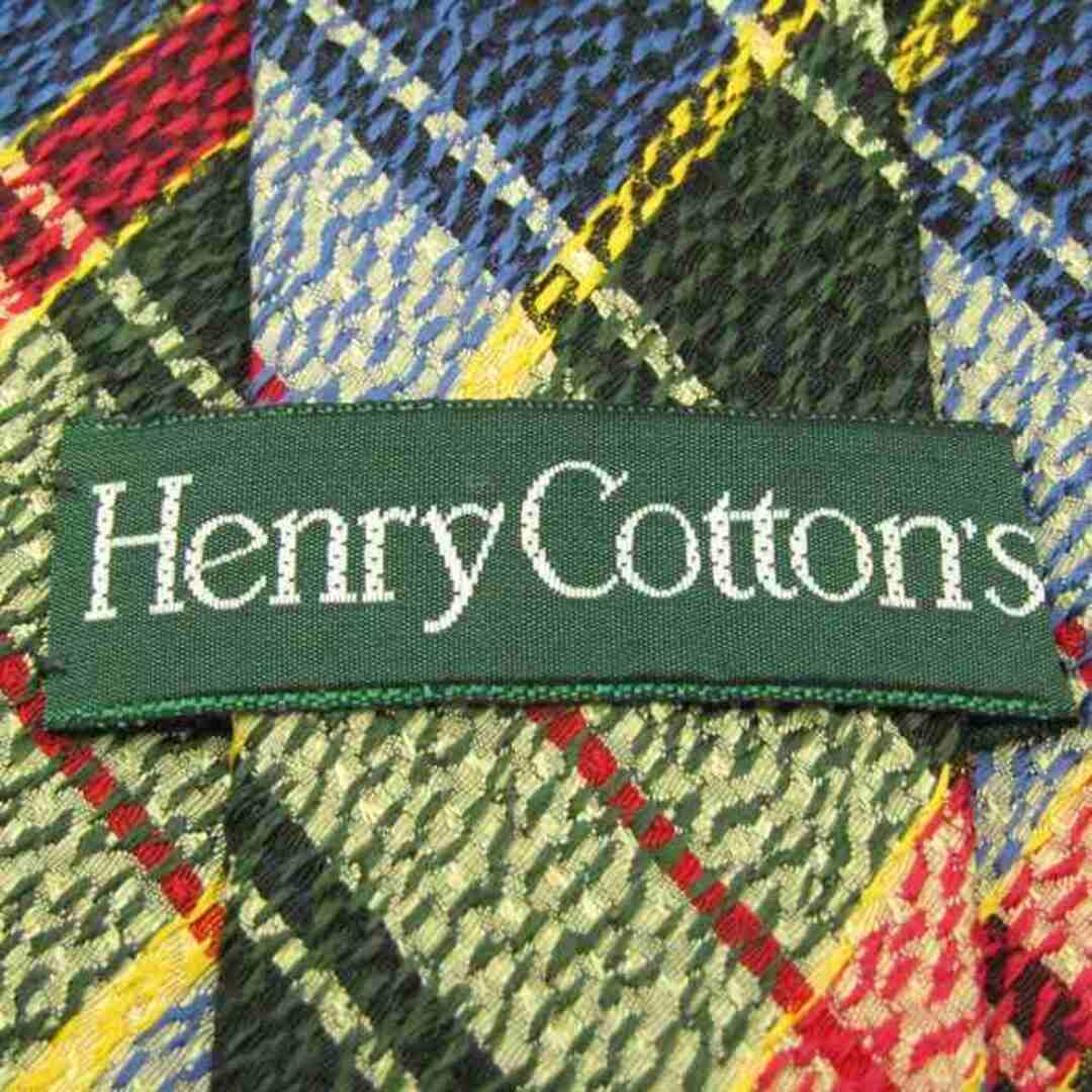 ヘンリーコットンズ ブランドネクタイ チェック柄 格子柄 マルチカラー シルク メンズ グリーン Henry Cottons メンズのファッション小物(ネクタイ)の商品写真