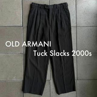 アルマーニ コレツィオーニ(ARMANI COLLEZIONI)のオールド00s ARMANI アルマーニ ウール ポリ タック スラックス 48(スラックス)