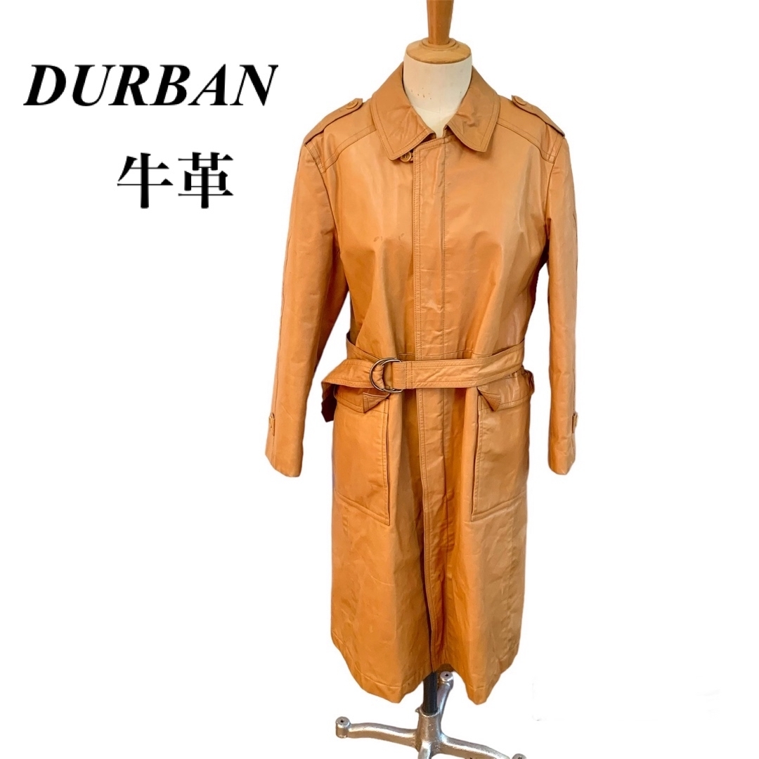 D’URBAN(ダーバン)の人気色　キャメル　ダーバン　DURBAN  牛革　レザーコート　ヴィンテージ メンズのジャケット/アウター(レザージャケット)の商品写真