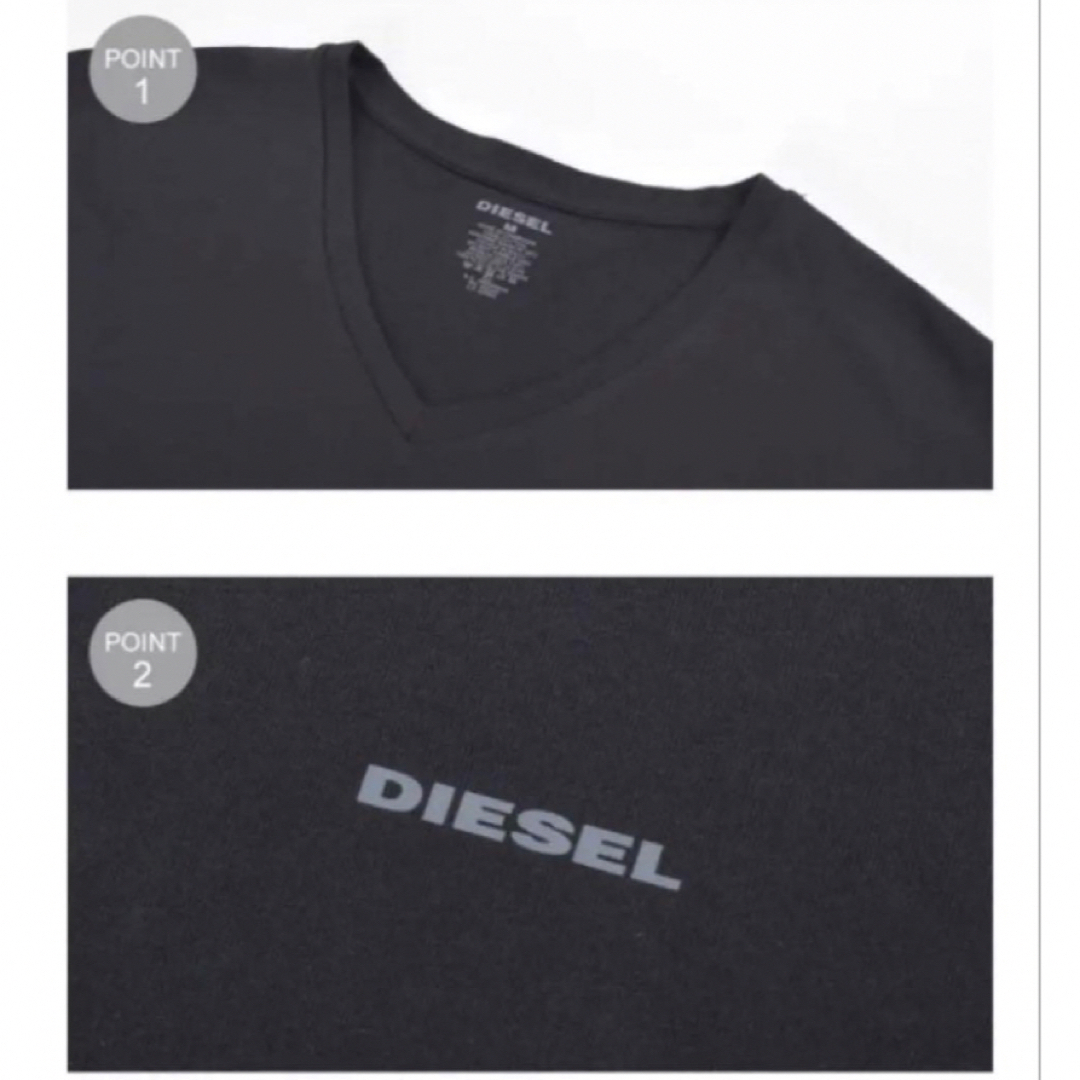 DIESEL(ディーゼル)の新品 DIESEL Tシャツ Vネック ブラック 3枚 正規品 S Mサイズ メンズのトップス(Tシャツ/カットソー(半袖/袖なし))の商品写真