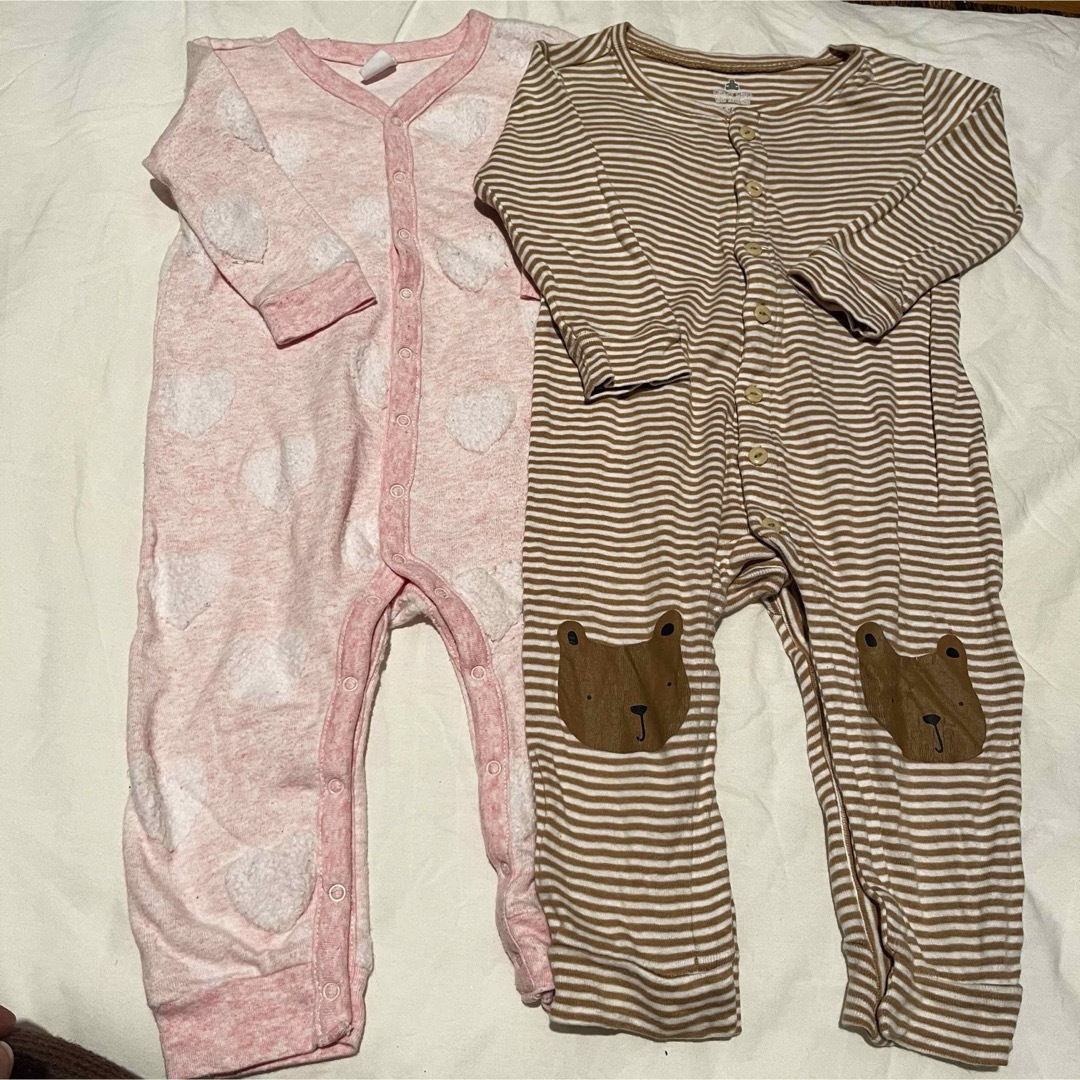 babyGAP(ベビーギャップ)のbaiya 80 ギャップ　ロンパース　長袖　長ズボン　女の子　ピンク　ハート キッズ/ベビー/マタニティのベビー服(~85cm)(ロンパース)の商品写真