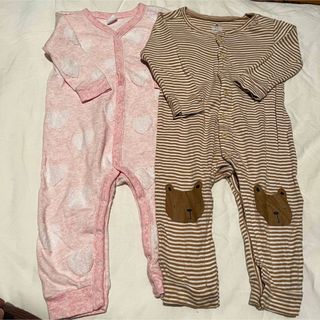 ベビーギャップ(babyGAP)のbaiya 80 ギャップ　ロンパース　長袖　長ズボン　女の子　ピンク　ハート(ロンパース)