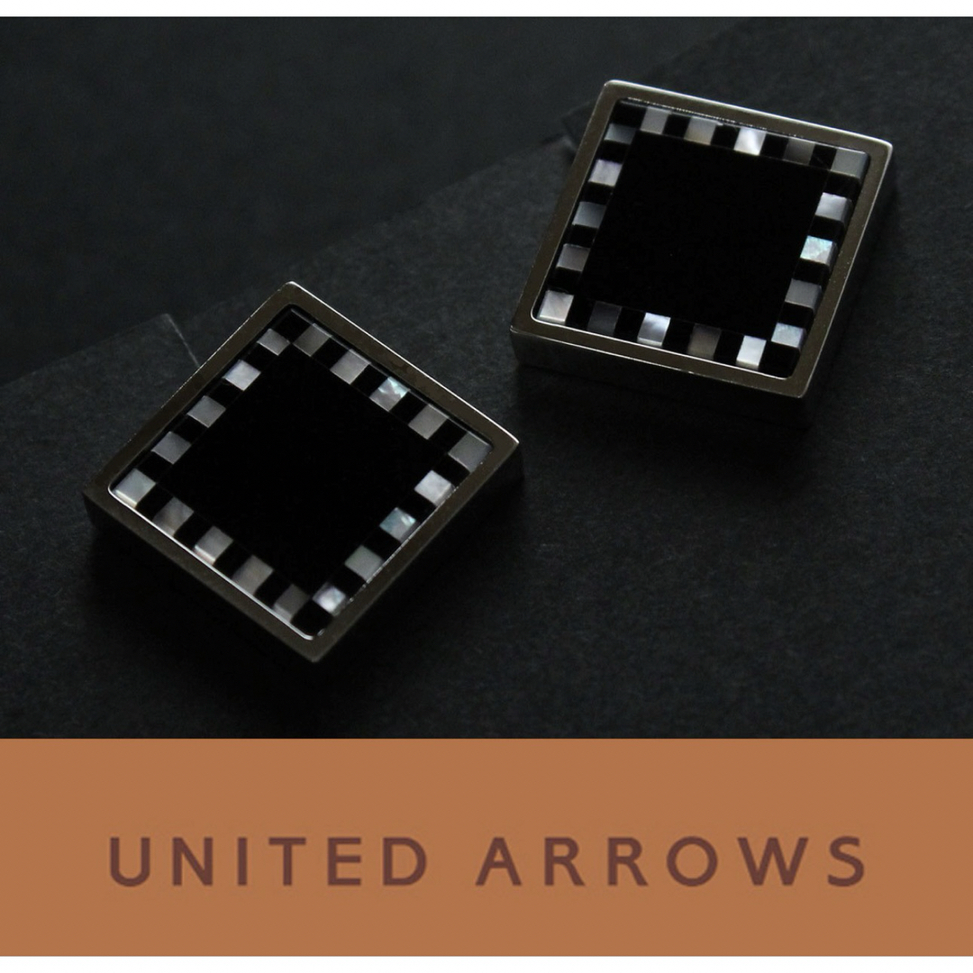 UNITED ARROWS(ユナイテッドアローズ)の4589◆ユナイテッドアローズ◆カフス◆シルバー黒曜石白蝶貝◆カフスボタン メンズのファッション小物(カフリンクス)の商品写真