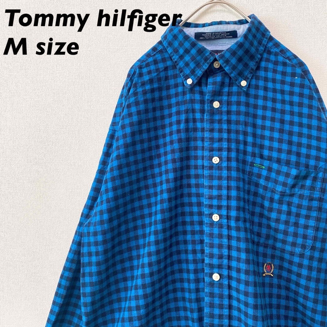 TOMMY HILFIGER(トミーヒルフィガー)のトミーヒルフィガー　長袖シャツ　ボタンダウン　チェック　刺繍ロゴ　男女兼用　M メンズのトップス(シャツ)の商品写真