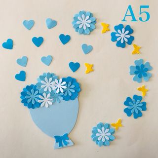 《A5》  メッセージが書ける花束（スカイブルー）★クラフトパンチ(アルバム)