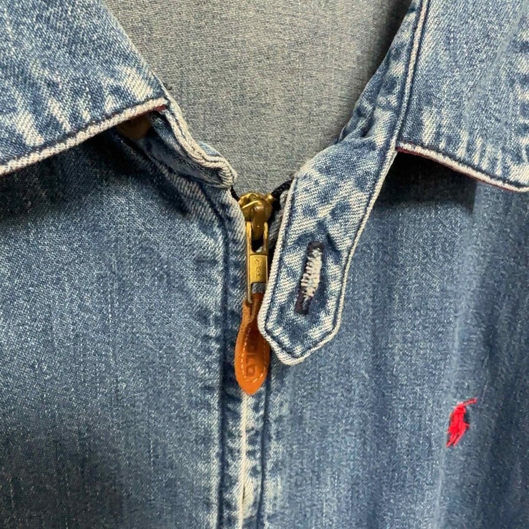 希少 ラルフローレン スイングトップ デニム USA製 90s XL 刺繍ロゴ