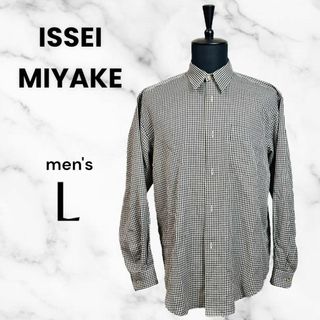 イッセイミヤケ(ISSEY MIYAKE)の【ISSEY MIYAKE】ギンガムチェックシャツ　綿　ゆるダボ　白黒　L(シャツ)