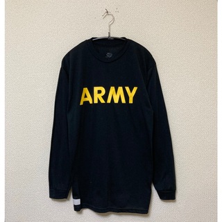 米軍 U.S.ARMY ブラック トレーニング ロングスリーブ Tシャツ S(Tシャツ/カットソー(七分/長袖))