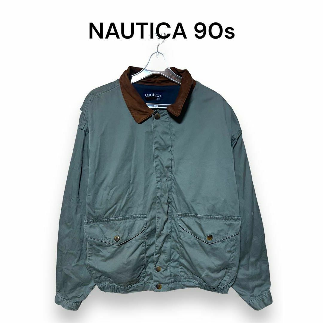 NAUTICA - 90s 古着 襟レザー ノーティカ スポーツジャケット