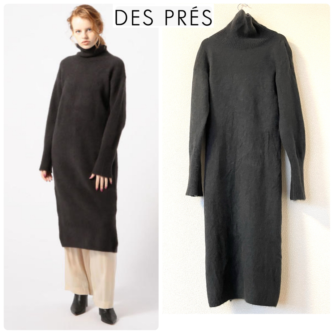 DES PRES デプレ 【36】ブルーフォックスハイネックワンピース 美品