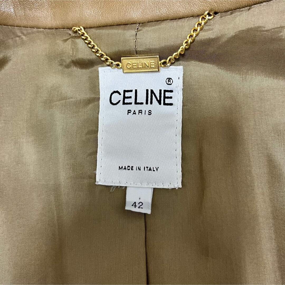 celine - CELINE セリーヌ Leatherレザー チェスター コート 切替 