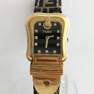 フェンディ(FENDI)の箱付き フェンディ FENDI 11Pダイヤ ズッカ柄ベルト レディース腕時計(腕時計)