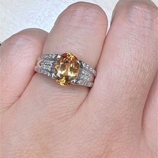 天然 トパーズ  ダイヤ リング2.6ct pt900 r(リング(指輪))