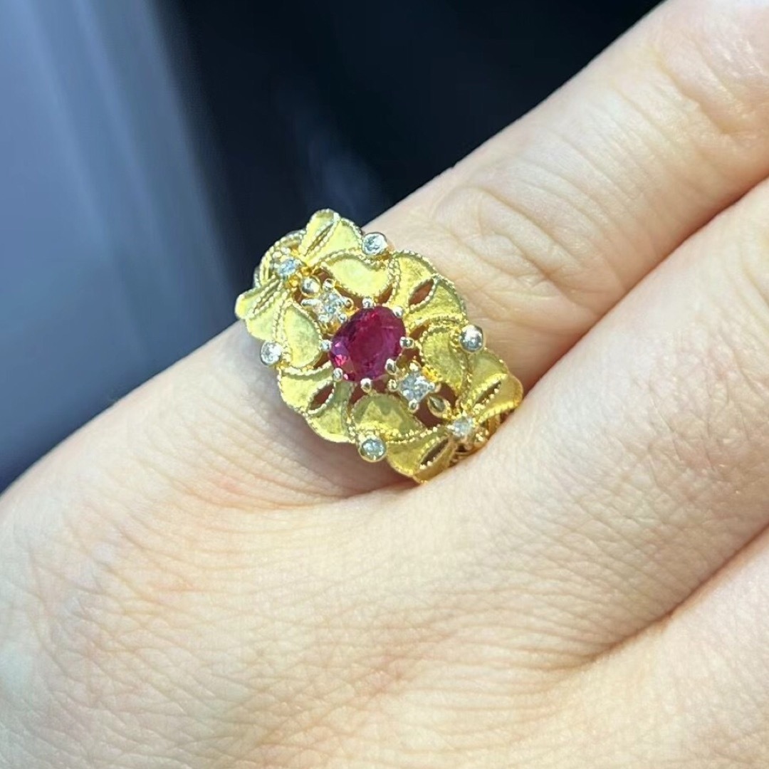 天然 ルビー ダイヤモンド リング 0.51ct k18 r 天然 ルビー ダイヤモンド リング 0.51ct k18 r