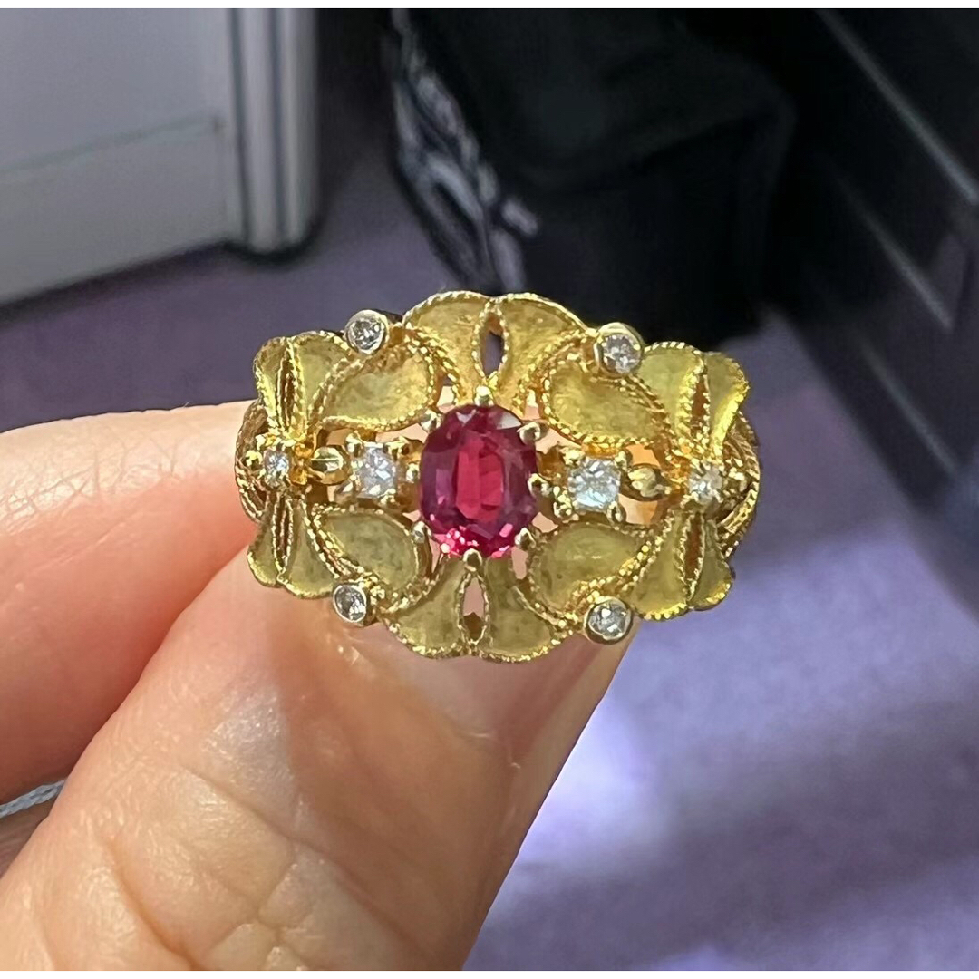 天然 ルビー ダイヤモンド リング 0.51ct k18 r 天然 ルビー ダイヤモンド リング 0.51ct k18 r