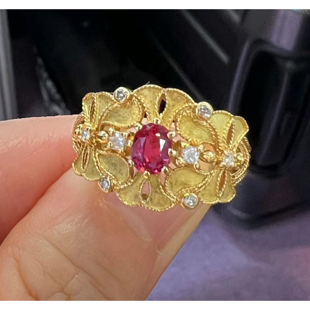 天然 ルビー ダイヤモンド リング 0.51ct k18 r 天然 ルビー ダイヤモンド リング 0.51ct k18 r