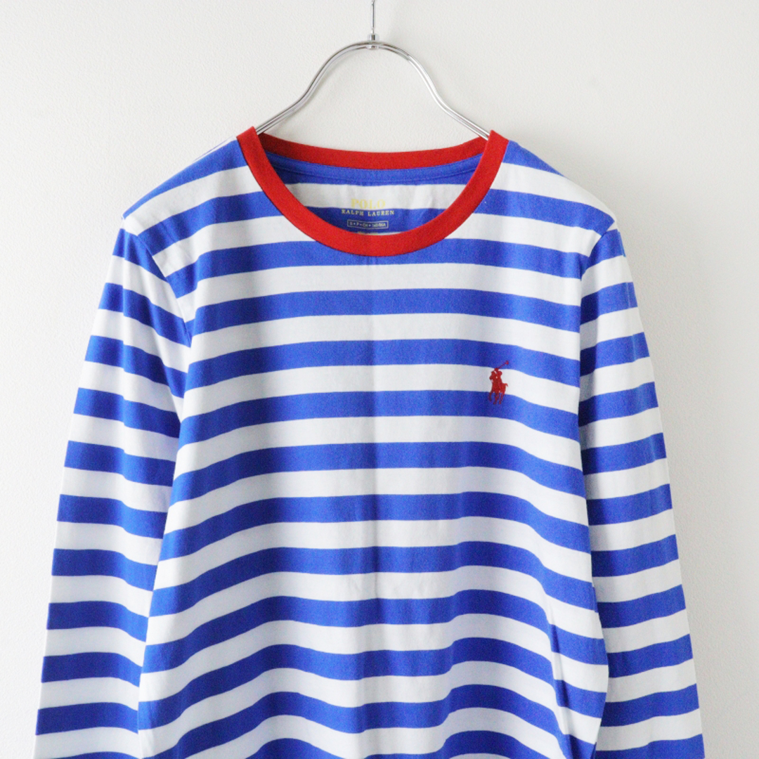 POLO RALPH LAUREN(ポロラルフローレン)のポロ ラルフローレン POLO RALPH LAUREN クルーネック ボーダー カットソー /ブルー トップス プルオーバー コットン【2400013596732】 レディースのトップス(カットソー(長袖/七分))の商品写真