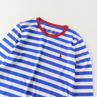 ポロラルフローレン(POLO RALPH LAUREN)のポロ ラルフローレン POLO RALPH LAUREN クルーネック ボーダー カットソー /ブルー トップス プルオーバー コットン【2400013596732】(カットソー(長袖/七分))