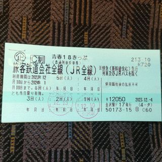 ジェイアール(JR)の青春18きっぷ 残り3回分使用可 ゆうパケットポスト匿名 翌日発送出し可(鉄道乗車券)