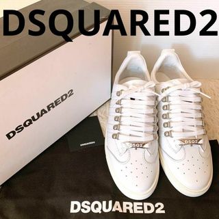 ディースクエアード(DSQUARED2)の【新品】DSQUARED2ディースクエアード　レザースニーカー　ホワイト　メンズ(スニーカー)