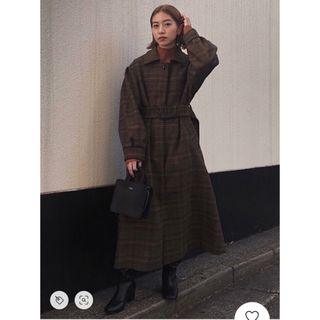 マウジー(moussy)のmoussy BIG COLLAR CHECK COAT(ロングコート)