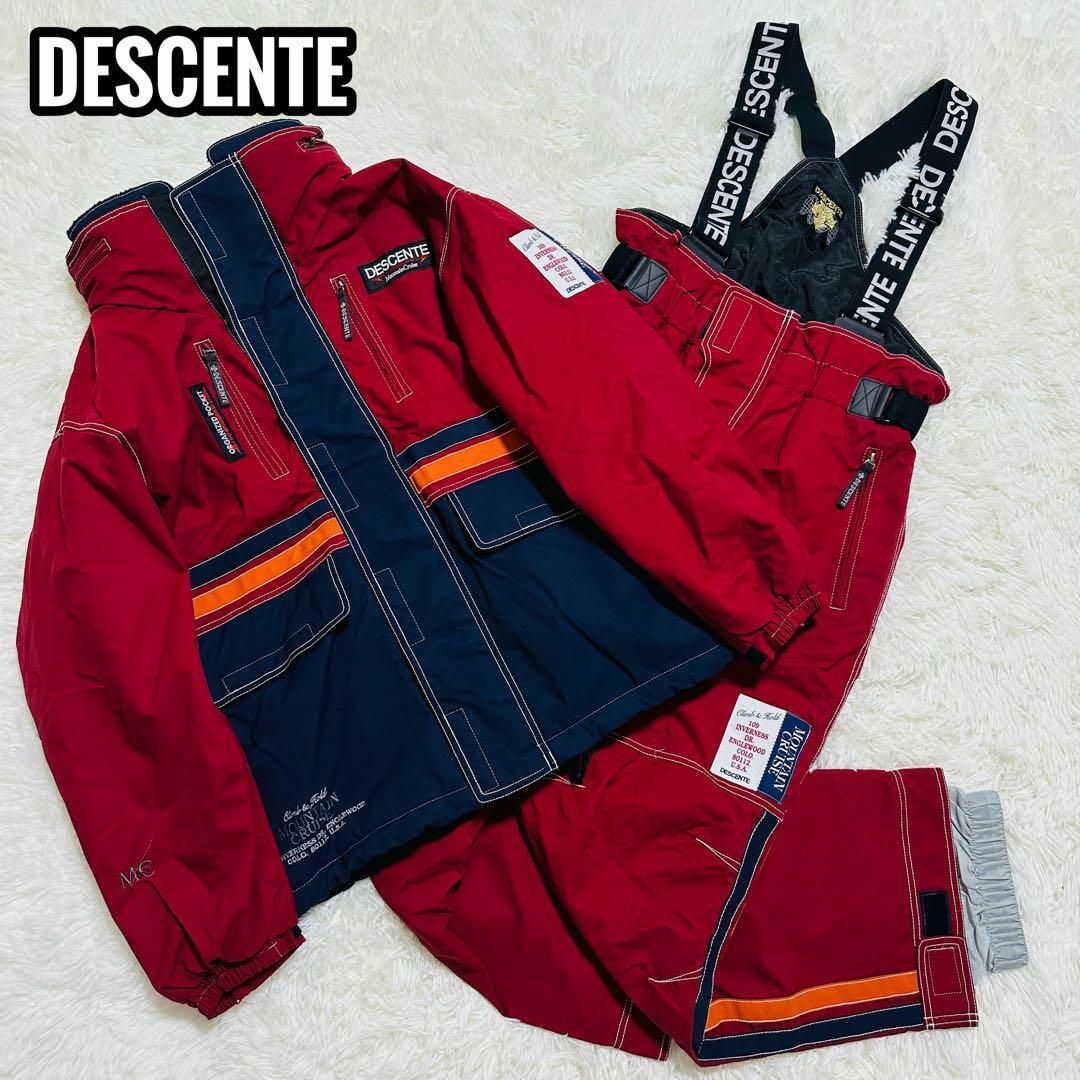 DESCENTE - DESCENTE スノーウェア セットアップ 裏ボア サスペンダー