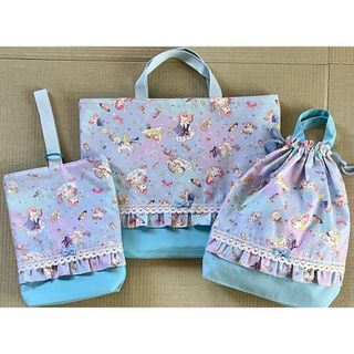 レッスンバッグ、上履き入れ、体操服袋　ハンドメイド　ユニコーン(外出用品)