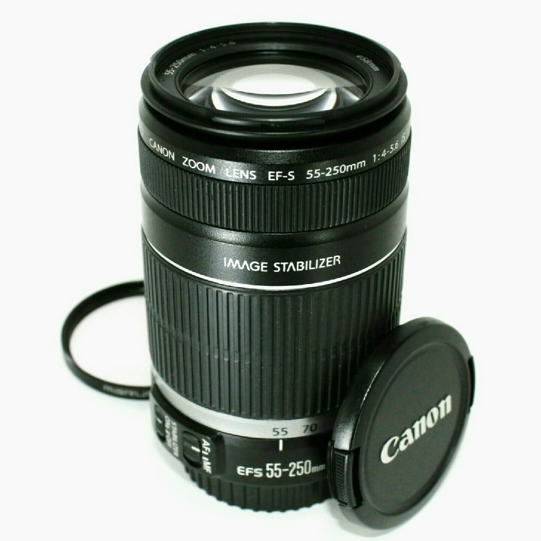 あすつく Canon EF-S 55-250mm IS 超望遠ズームレンズ✨完動美品