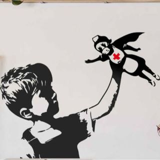 banksy 18センチ　ステッカー　車　転写　防水(ステッカー)