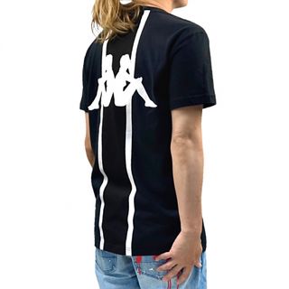 カッパ(Kappa)の新品 Kappa オミニ ストライプ ブランド ロゴ バックプリント Tシャツ(Tシャツ/カットソー(半袖/袖なし))