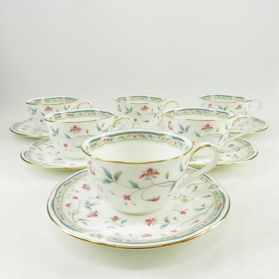 グラス/カップ美品 Noritake ノリタケ 4409 花更紗 ハナサラサ HANASARASA カップ＆ソーサー 6客 セット 碗皿 コーヒー 紅茶 SU4703Q