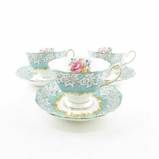 ロイヤルアルバート(ROYAL ALBERT)の美品 ROYAL ALBERT ロイヤルアルバート エンチャントメント ティーカップ＆ソーサー 3客 ペア SM1515P (グラス/カップ)