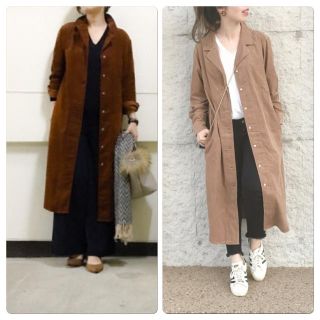 ユニクロ(UNIQLO)のコーデュロイロングシャツ☺︎ベージュ ¥3990→¥2000(ロングワンピース/マキシワンピース)