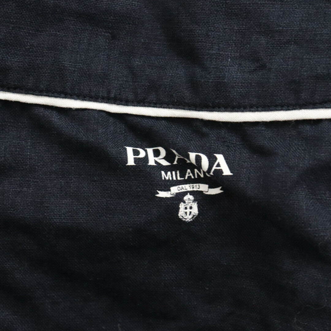 PRADA(プラダ)のPRADA プラダ 22AW Linen shirt リネンパイピングパジャマ長袖シャツ SC607 S221 11T7 ネイビー メンズのトップス(シャツ)の商品写真