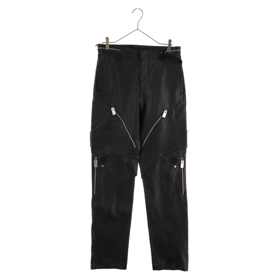 MONCLER(モンクレール)のMONCLER モンクレール 1017 ALYX 9SM Zip Trim Leather Pants G209Y2A00001×アリクス ジップ トリム レザーパンツ ブラック メンズのパンツ(その他)の商品写真