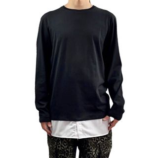 エイソス(asos)の新品 asos 裾 シャツ切り替え フェイク レイヤード 重ね着風 無地 ロンT(Tシャツ/カットソー(七分/長袖))